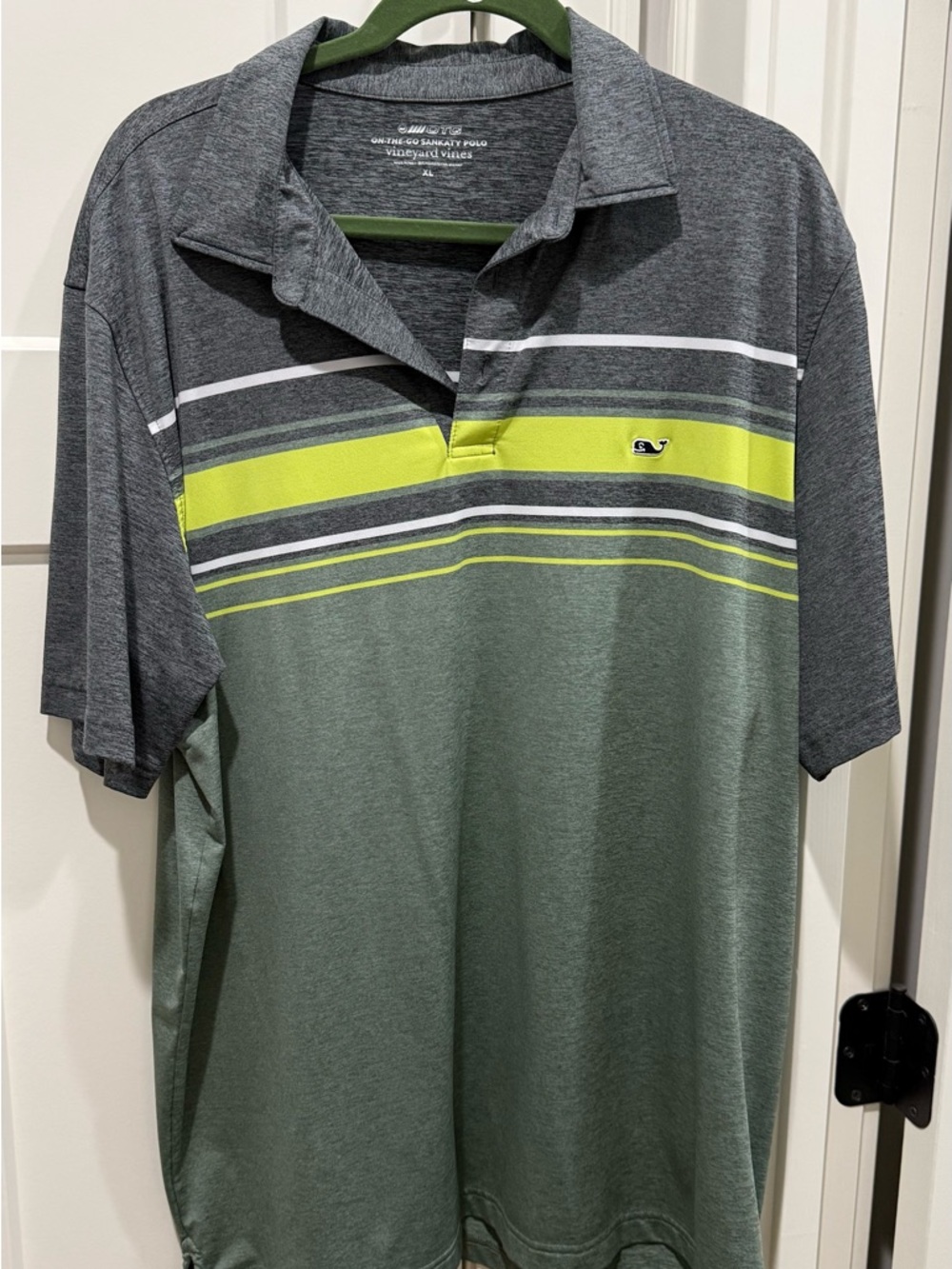 Vineyard Vines Grey, Olive & Chartreuse Striped Polo